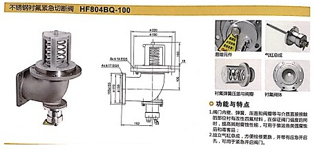 浙江嘉隆不銹鋼襯氟緊急切斷閥HF804BQ-100 浙江嘉隆不銹鋼襯氟緊急切斷閥HF804BQ-100
