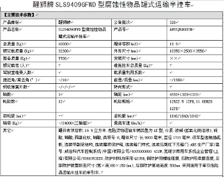 醒獅牌SLS9409GFWD型腐蝕性物品罐式運(yùn)輸半掛車 醒獅牌SLS9409GFWD型腐蝕性物品罐式運(yùn)輸半掛車